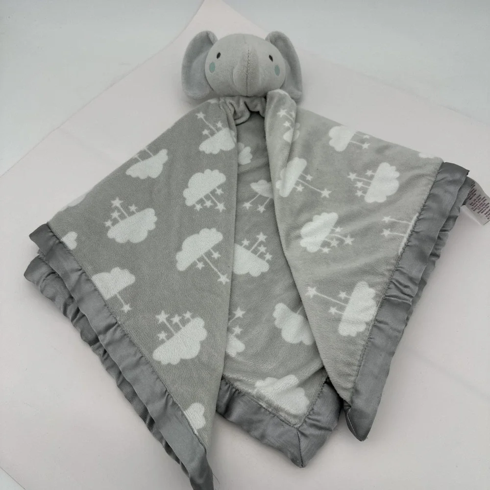 Parents Choice Large Gray Elephant Baby Lovey Clouds Security Blanket Walmart